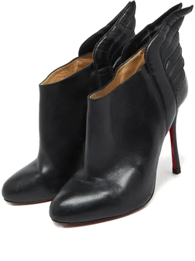 Pre-owned Christian Louboutin 110mm Mercura Wings Leather Ankle Boots