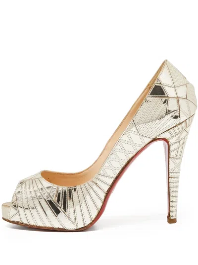 Pre-owned Christian Louboutin 110mm Metallic-leather Pumps