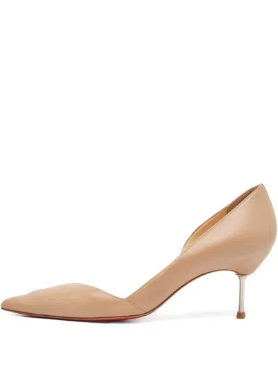 Pre-owned Christian Louboutin 110mm Newton Leather Pumps In Neutral