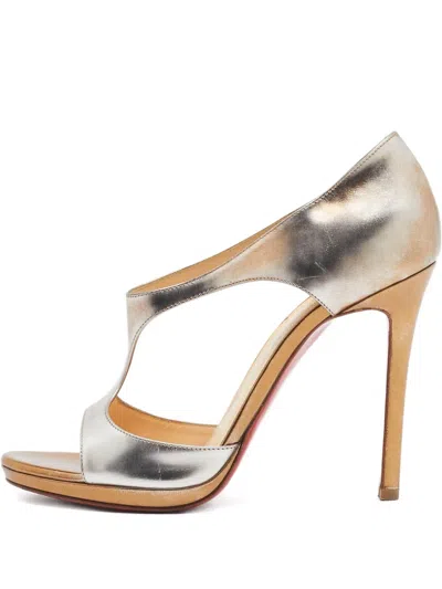 Pre-owned Christian Louboutin 110mm T-strap Leather Sandals