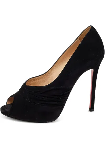 Pre-owned Christian Louboutin 115mm Drapadita Suede Pumps