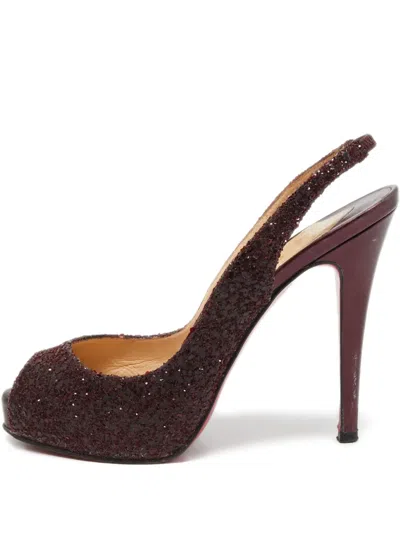Pre-owned Christian Louboutin 115mm Glitter-detail Slingback Pumps