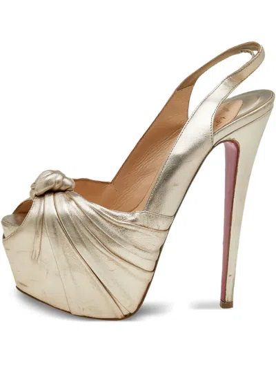 Pre-owned Christian Louboutin 115mm Knot-detail Platform Slingback Pumps