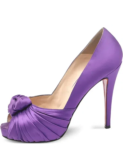 Pre-owned Christian Louboutin 115mm Pleated Satin Peep-toe Heels