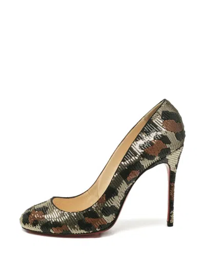 Pre-owned Christian Louboutin 115mm Sequin Pumps In Gold