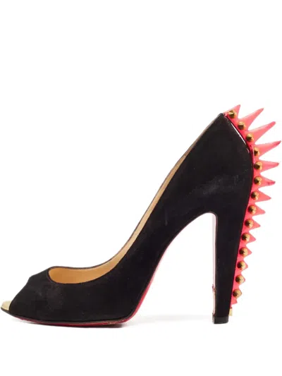 Pre-owned Christian Louboutin 115mm Spiked Peep-toe Pumps
