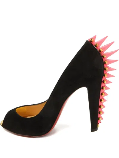 Pre-owned Christian Louboutin 115mm Spiked Peep-toe Pumps