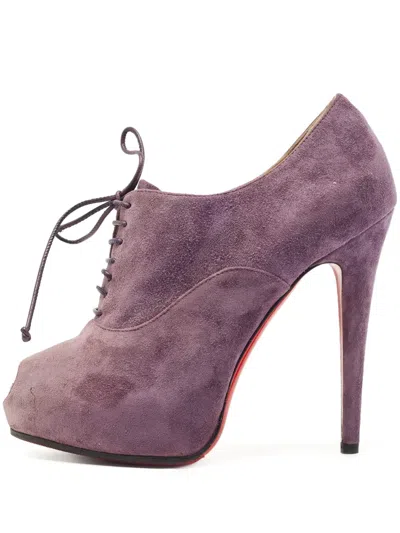 Pre-owned Christian Louboutin 120mm Lace-up Peep-toe Platform Pumps