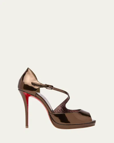Christian Louboutin 120mm Miss Zigou Metallic Leather Red Sole Sandals In Multi