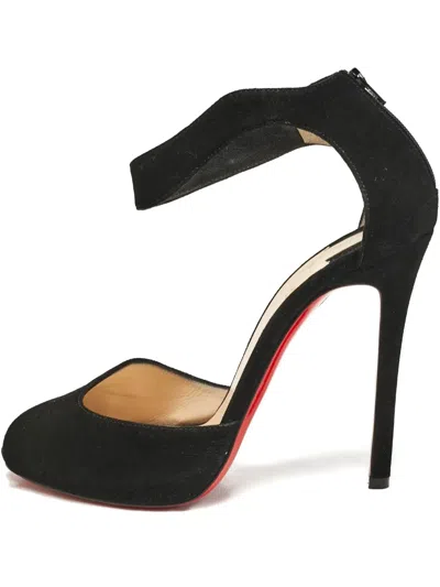 Pre-owned Christian Louboutin 120mm Suede Sandals In Black