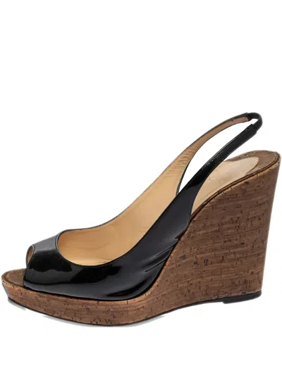 Pre-owned Christian Louboutin 120mm Une Plume Wedge Sandals