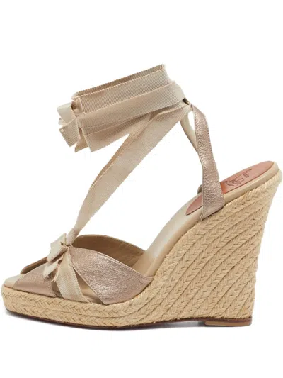 Pre-owned Christian Louboutin 125mm Bow-detail Espadrilles