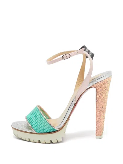 Pre-owned Christian Louboutin 125mm Loubigirl Glittered Sandals