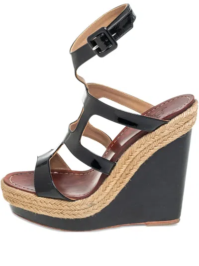 Pre-owned Christian Louboutin 125mm Patent-leather Sandals In Black