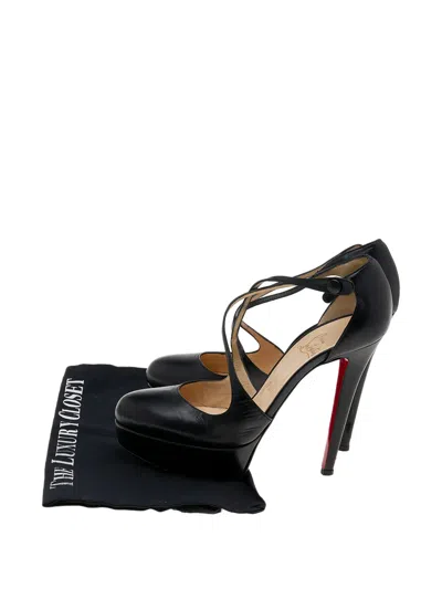 Pre-owned Christian Louboutin 130mm Criss-cross Heeled Pumps In Black