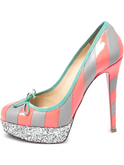 Pre-owned Christian Louboutin 130mm Glitter-embellished Striped Pumps