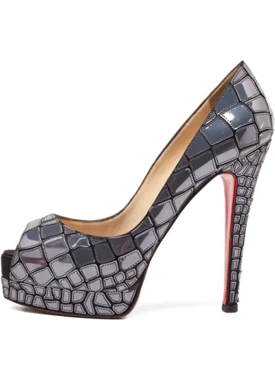Pre-owned Christian Louboutin 135mm Mosaic Sobek Peep-toe Pumps
