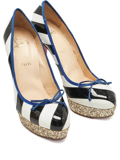 Pre-owned Christian Louboutin 140mm Foraine Glitter Pumps In White