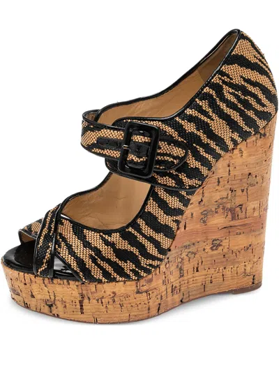 Pre-owned Christian Louboutin 140mm Melides Wedged Sandals