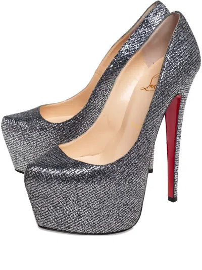 Pre-owned Christian Louboutin 150mm Daffodile Glittered Platform Pumps