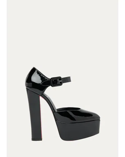Christian Louboutin 150mm Jenna Patent Leather Platform Pumps In Black