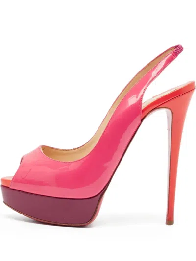 Pre-owned Christian Louboutin 150mm Lady Peep Slingback Platform Pumps