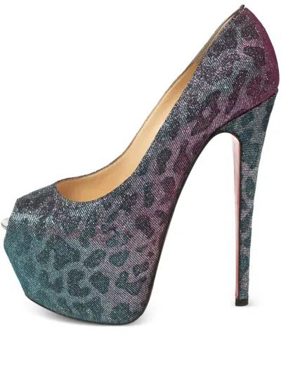 Pre-owned Christian Louboutin 150mm Leopard Print Peep-toe Pumps