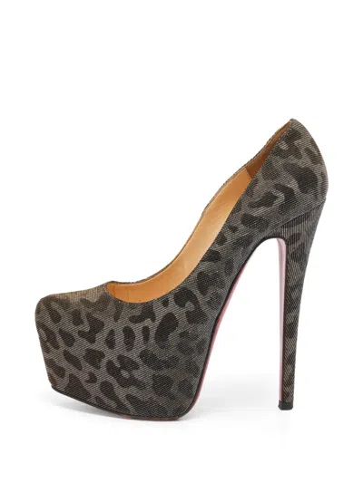 Pre-owned Christian Louboutin 155mm Daffodile Platform Heeled Pumps In Gray