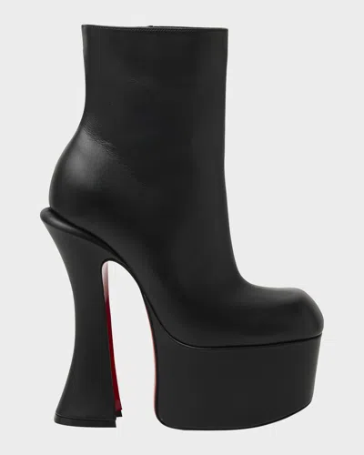Christian Louboutin 160mm Aquabootie Platform Leather Ankle Booties In Black