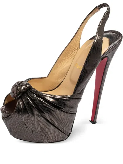 Pre-owned Christian Louboutin 160mm Miss Benin Knotted Platform Sandals In Brown