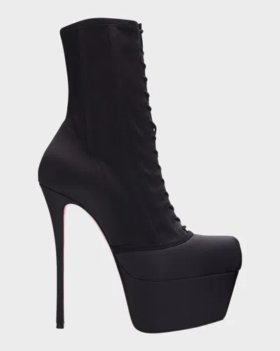 Christian Louboutin 160mm Pavlova Satin Platform Booties In Black