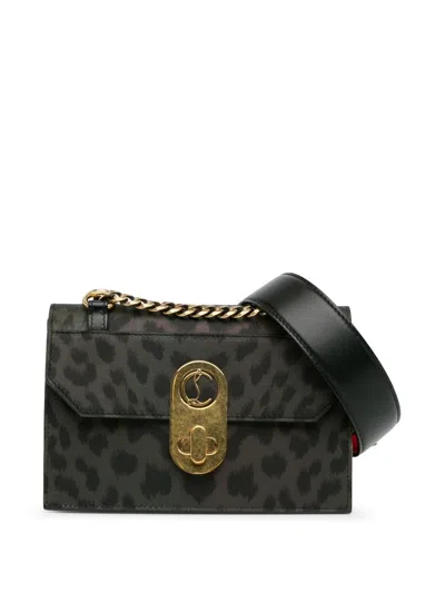 Pre-owned Christian Louboutin 2000-2023 Mini Leopard Print Elisa Crossbody Bag In Grey