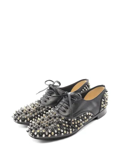 Pre-owned Christian Louboutin 2000s Freddy Spike-stud Oxford Shoes In Black