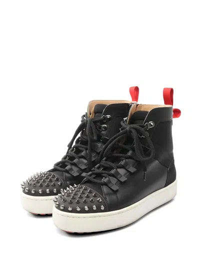 Pre-owned Christian Louboutin 2000s Smartic Spike-studs Short Boots In Black