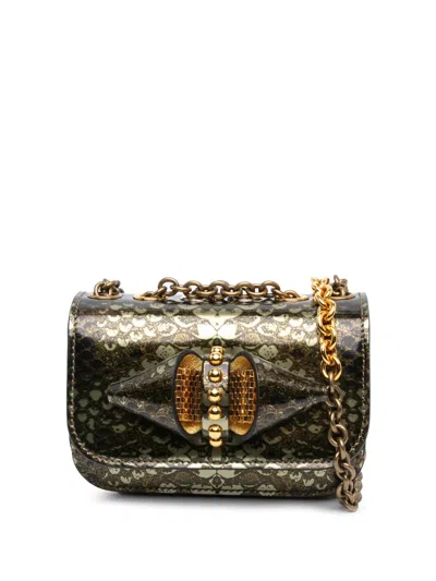 Pre-owned Christian Louboutin 2010-2024 Mini Printed Calfskin Sweet Charity Crossbody Bag In Green