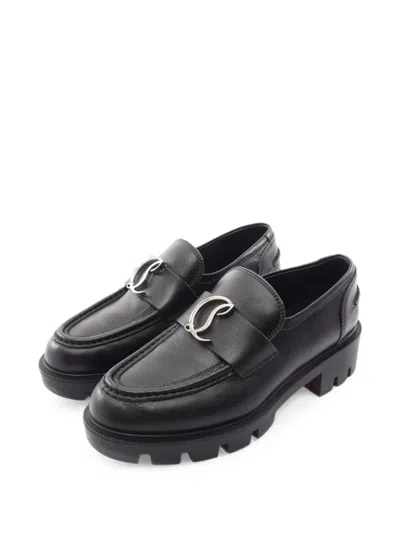 Pre-owned Christian Louboutin 2010s Cl Mock Rug Loafers In Black