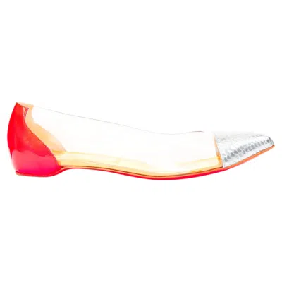 Pre-owned Christian Louboutin 2013 Corbeau Flat Ayers Specchio Neon Ballet Shoes In White