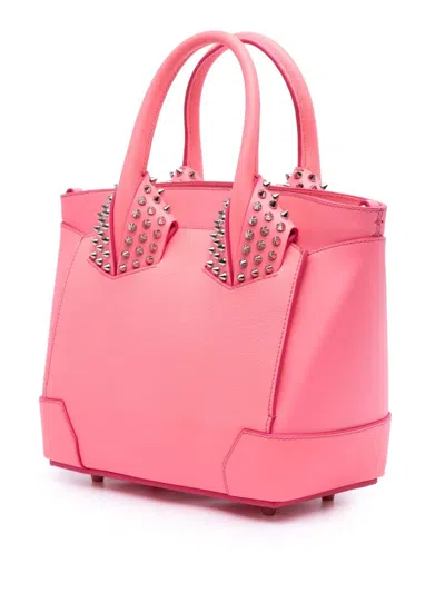 Pre-owned Christian Louboutin 2015-2025 Leather Studded Eloise Top Handle Bag Satchel In Pink