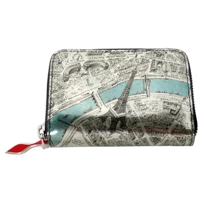 Pre-owned Christian Louboutin 2016 Sweet Charity De Paris Pattern Zip Coin Purse In Gray