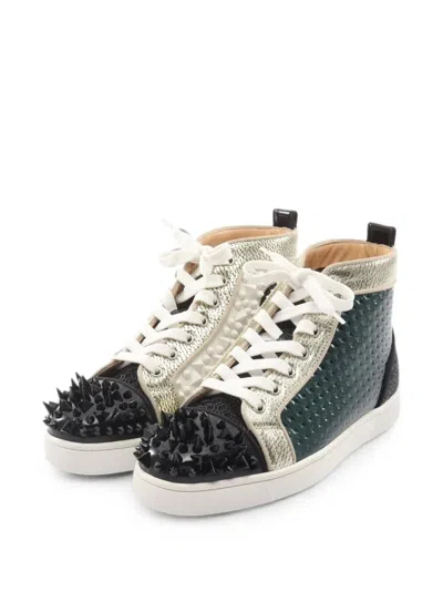 Pre-owned Christian Louboutin 2020s Spike Studs Sneakers In Green