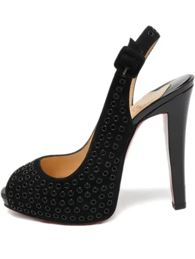 Pre-owned Christian Louboutin 2024 130mm Aicha Eyelet Slingback Pumps