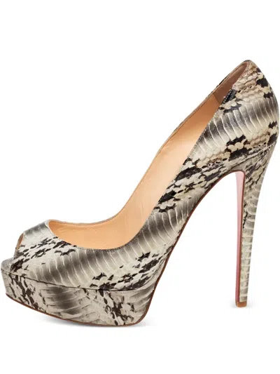 Pre-owned Christian Louboutin 2024 Snakeskin Platform Pumps In Neutral