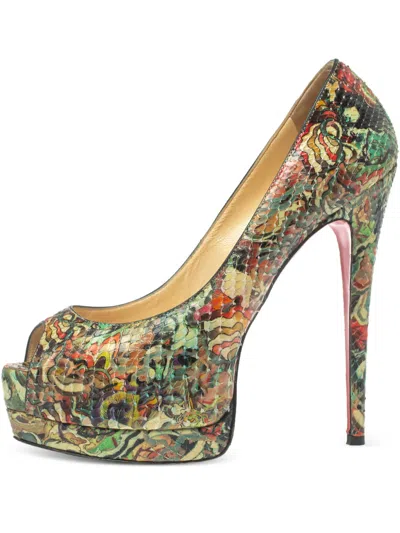Pre-owned Christian Louboutin 372992 Multicolor In Green