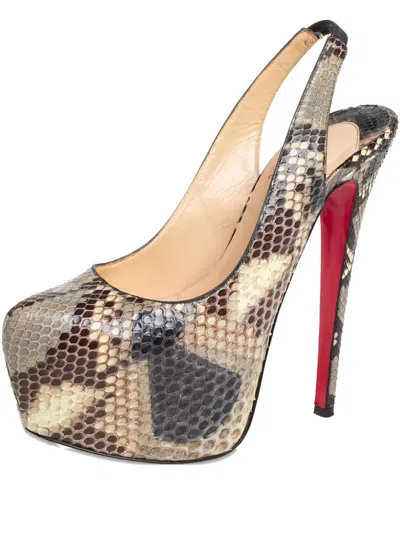 Pre-owned Christian Louboutin 411078 Multicolor In Brown