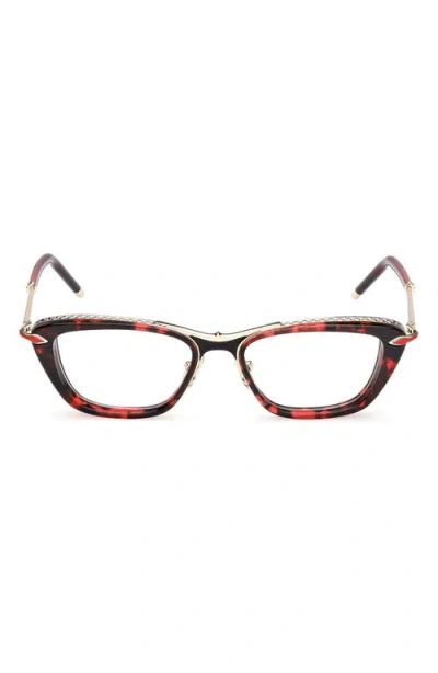 Christian Louboutin 52mm Geometric Optical Glasses In Red