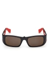 Christian Louboutin 53mm Loubishark Rectangular Sunglasses In Black