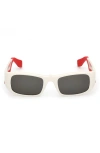 Christian Louboutin 53mm Loubishark Rectangular Sunglasses In White