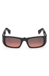 Christian Louboutin 53mm Loubishark Rectangular Sunglasses In Black