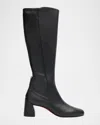 Christian Louboutin 55mm Jane Botta Leather Red Sole Knee-high Boots In Black
