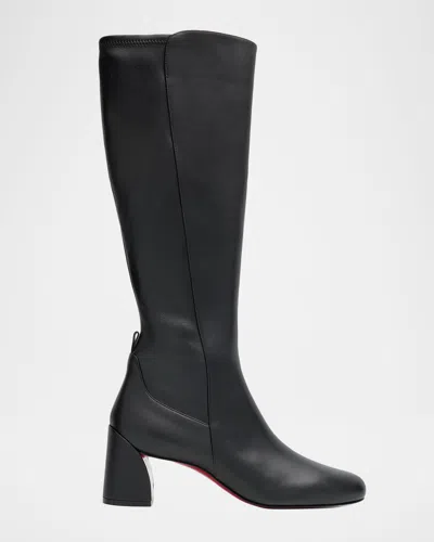 Christian Louboutin 55mm Jane Botta Leather Red Sole Knee-high Boots In Black